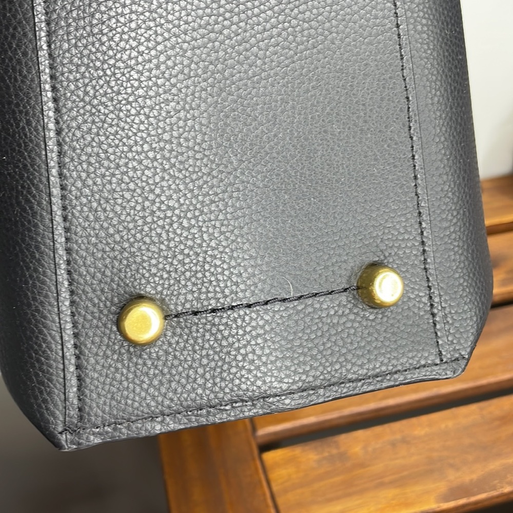 Coach Black Leather Tote with Burgundy Tag and Gold Hardware - Picture 12 of 14